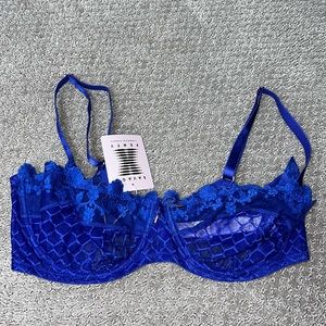 NWT Savage X Fenty Bra Size 36DDD Blue Lace